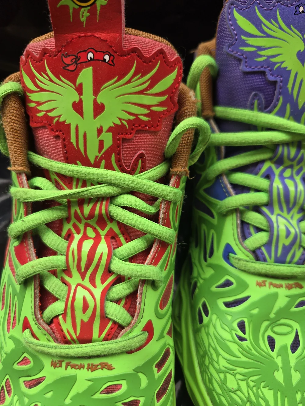 Kids Neon Green Red & Purple Lace-Up Athletic Shoes